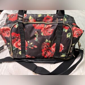 Floral Travel Bag in Black and Red